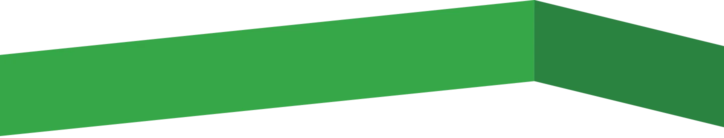 A geometric green shape with two connected planes, one lighter and one darker, forming an angular, three-dimensional structure against a light gray background.